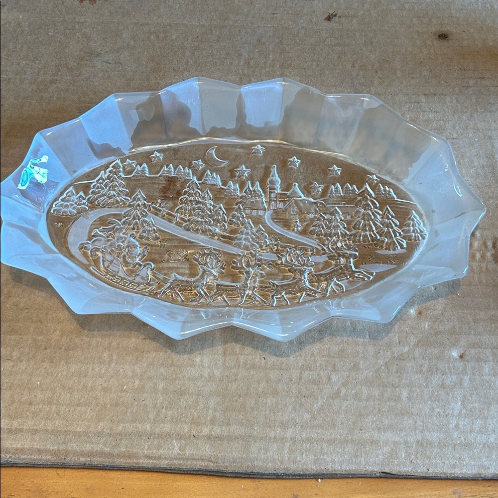 Festive Clear Glass Holiday Platter